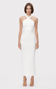 Icon Bandage Halter Gown | Alabaster