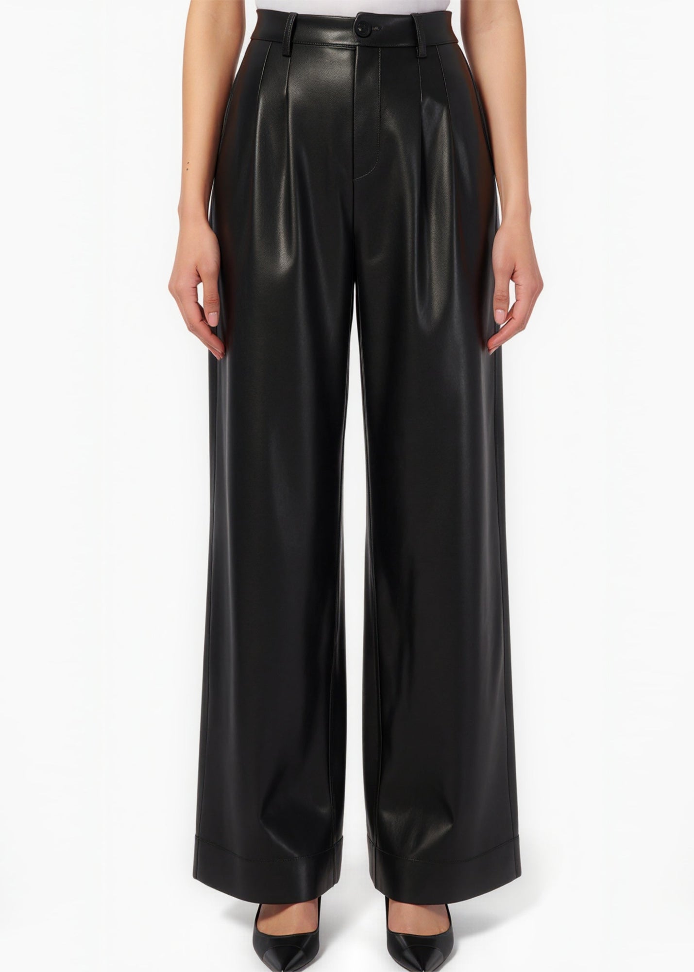 Andorra High Rise Vegan Leather Pant | Black