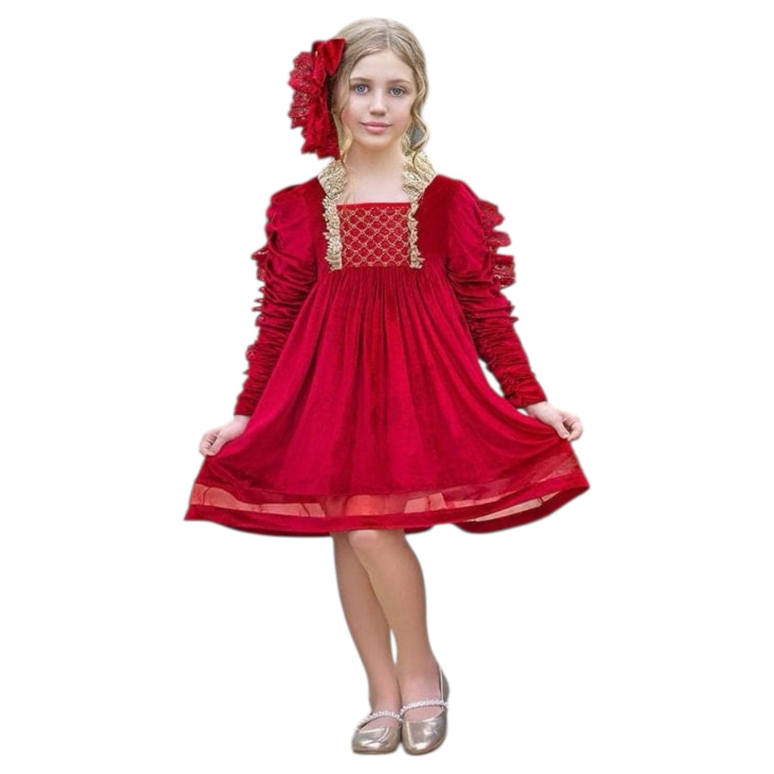 Girl | Victoria Velvet Dress | Red