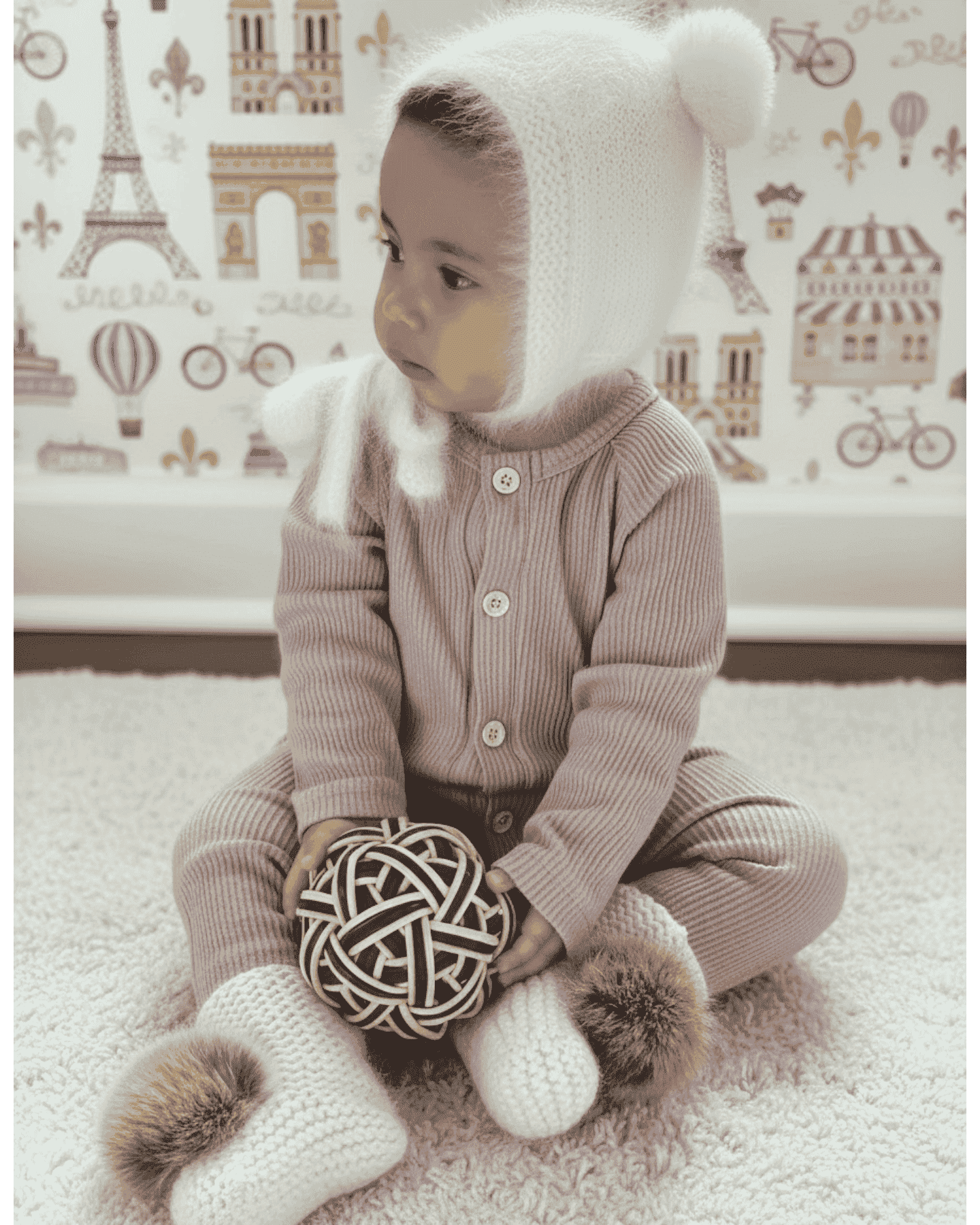 Unisex | Ribbed Cotton Playsuit Dusty | Pink