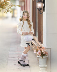 Girl | Sequin Feather Hand Bag | White