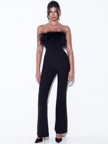 Kylan Feather Jumpsuit | Black