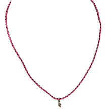 Cord Initial Necklace | 10K Yellow Gold | Pink/Black Adjustable Cord