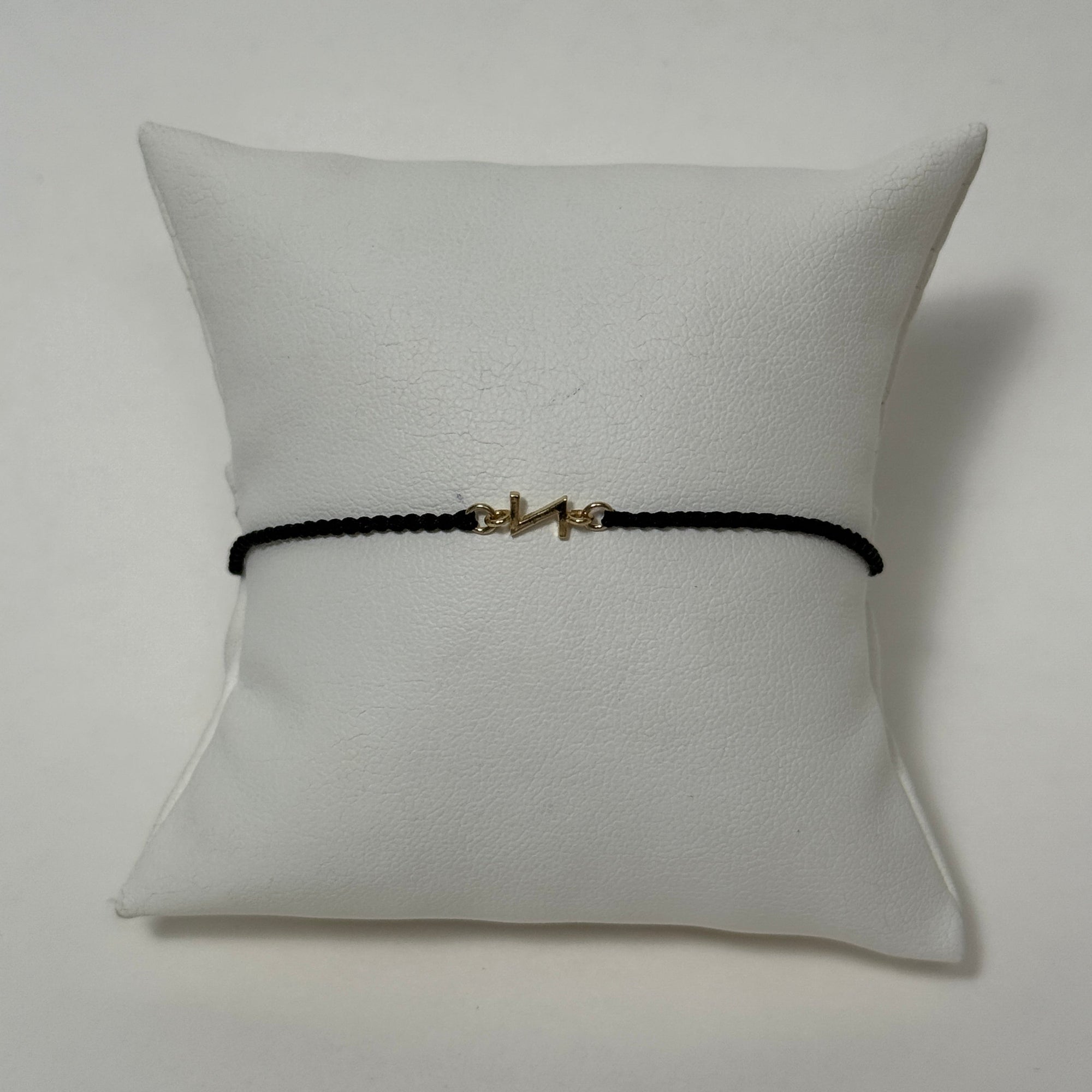 Initial Friendship Bracelet | 10K Yellow Gold | Black Adjustable Cord