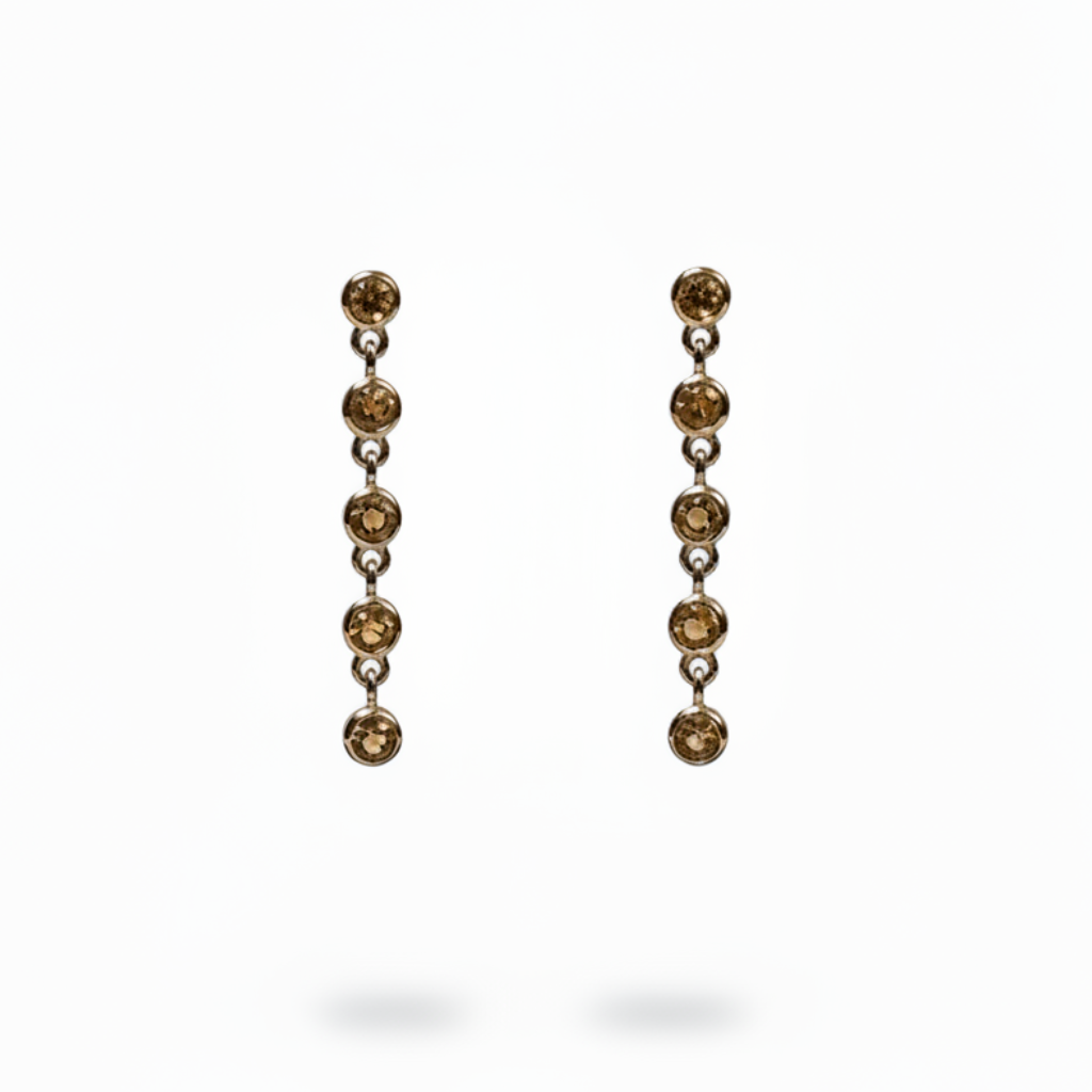 Sunny Citrine Drop Earrings | 10K Yellow Gold | Round Yellow Citrine