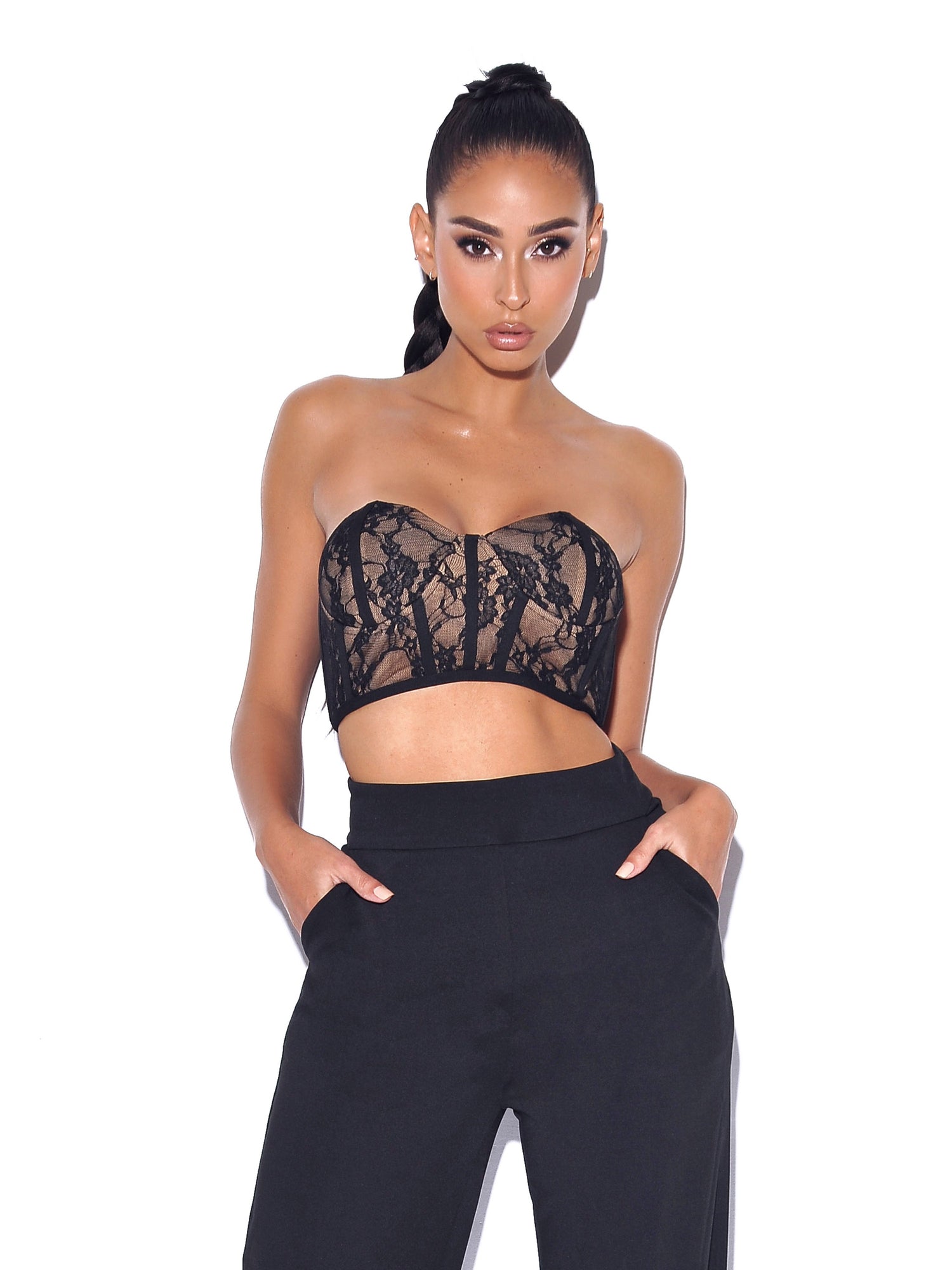 New Romantics Lace Corset Top | Black