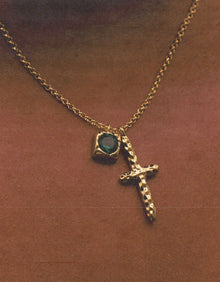 The Multicolor Emerald Bezel Cross | 18KT Gold Filled