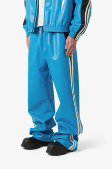Icon Oversized PU Track Pants | Blue x Black
