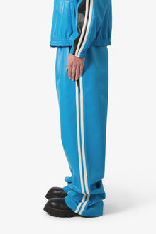 Icon Oversized PU Track Pants | Blue x Black