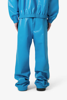 Icon Oversized PU Track Pants | Blue x Black