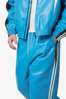 Icon Oversized PU Track Pants | Blue x Black
