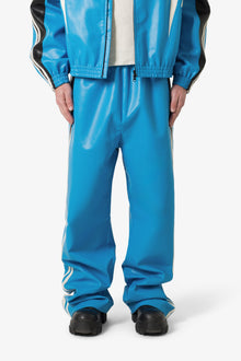 Icon Oversized PU Track Pants | Blue x Black