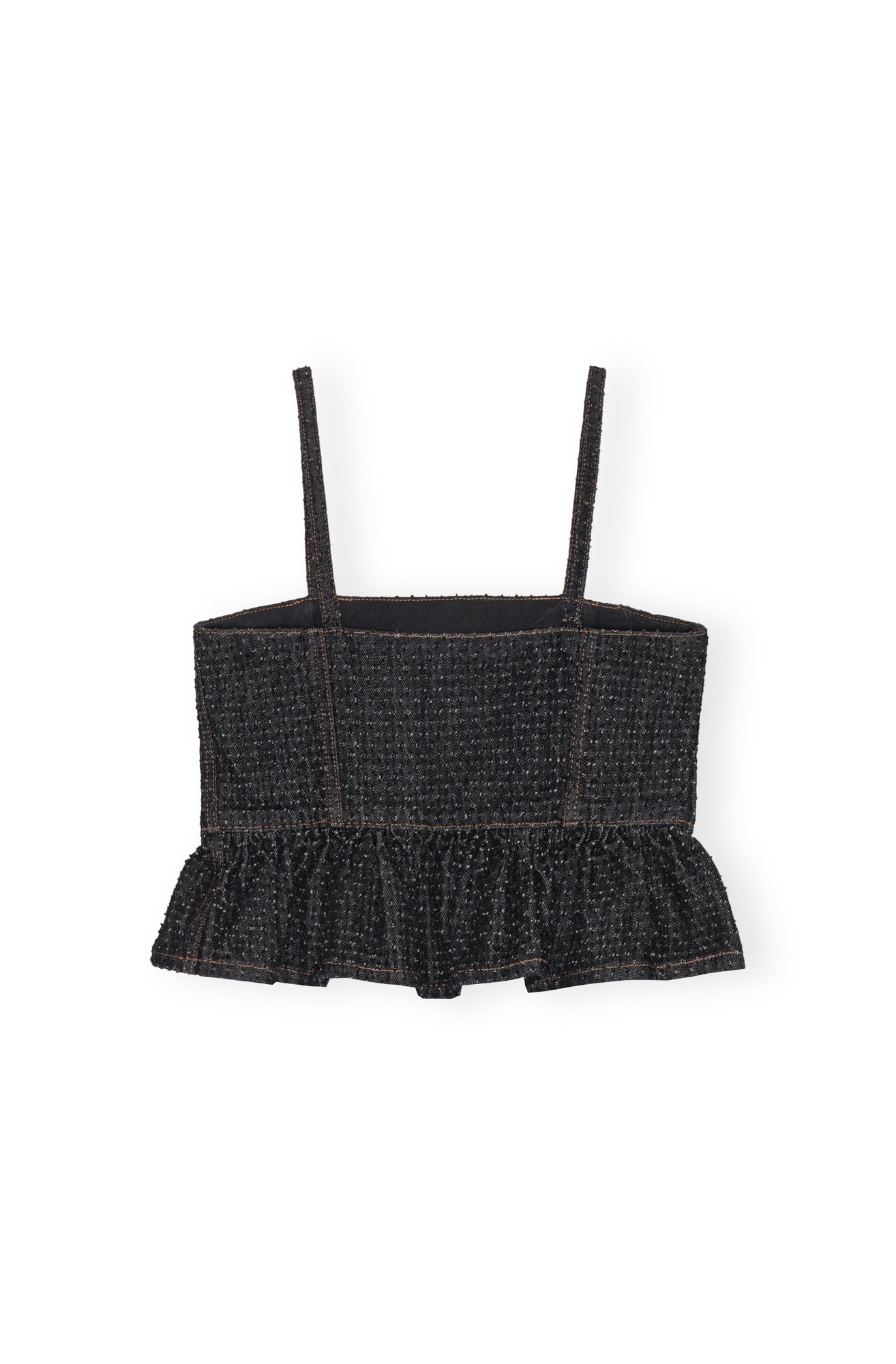 Fluffy Denim Strap Top | Black