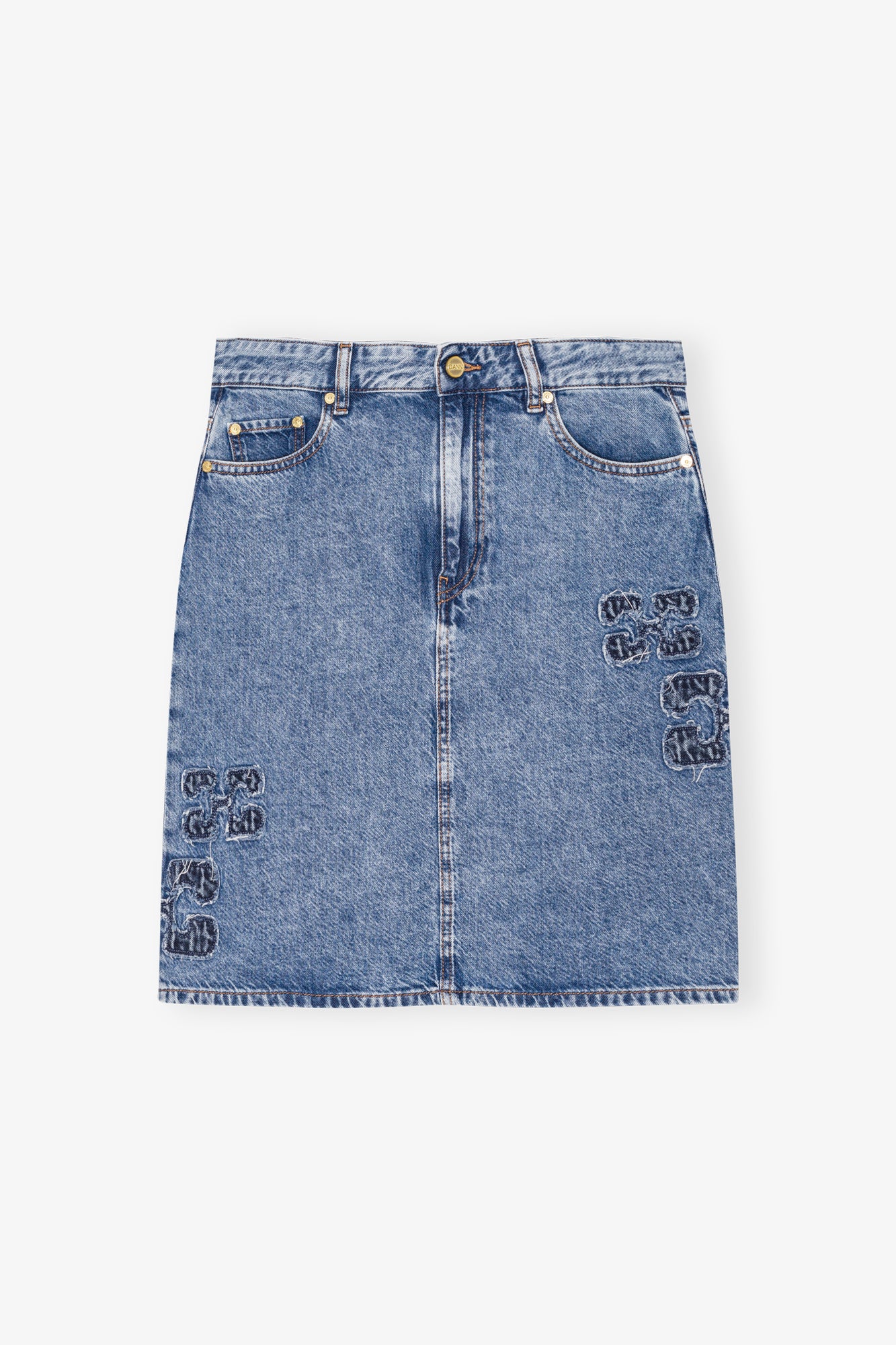 Light Denim Skirt | Mid Blue Stone