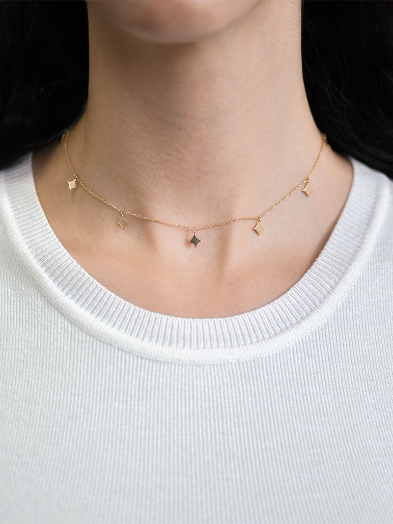 Jac+Jo Gold Gothic Charm Station Necklace | 14K Yellow Gold