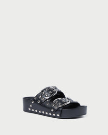 Jack Black Studded Sandal in black leather with silver studs.