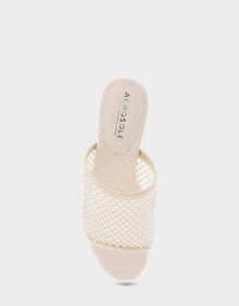 Jamila Sandal | Crystal/Eggnog Mesh Fabric