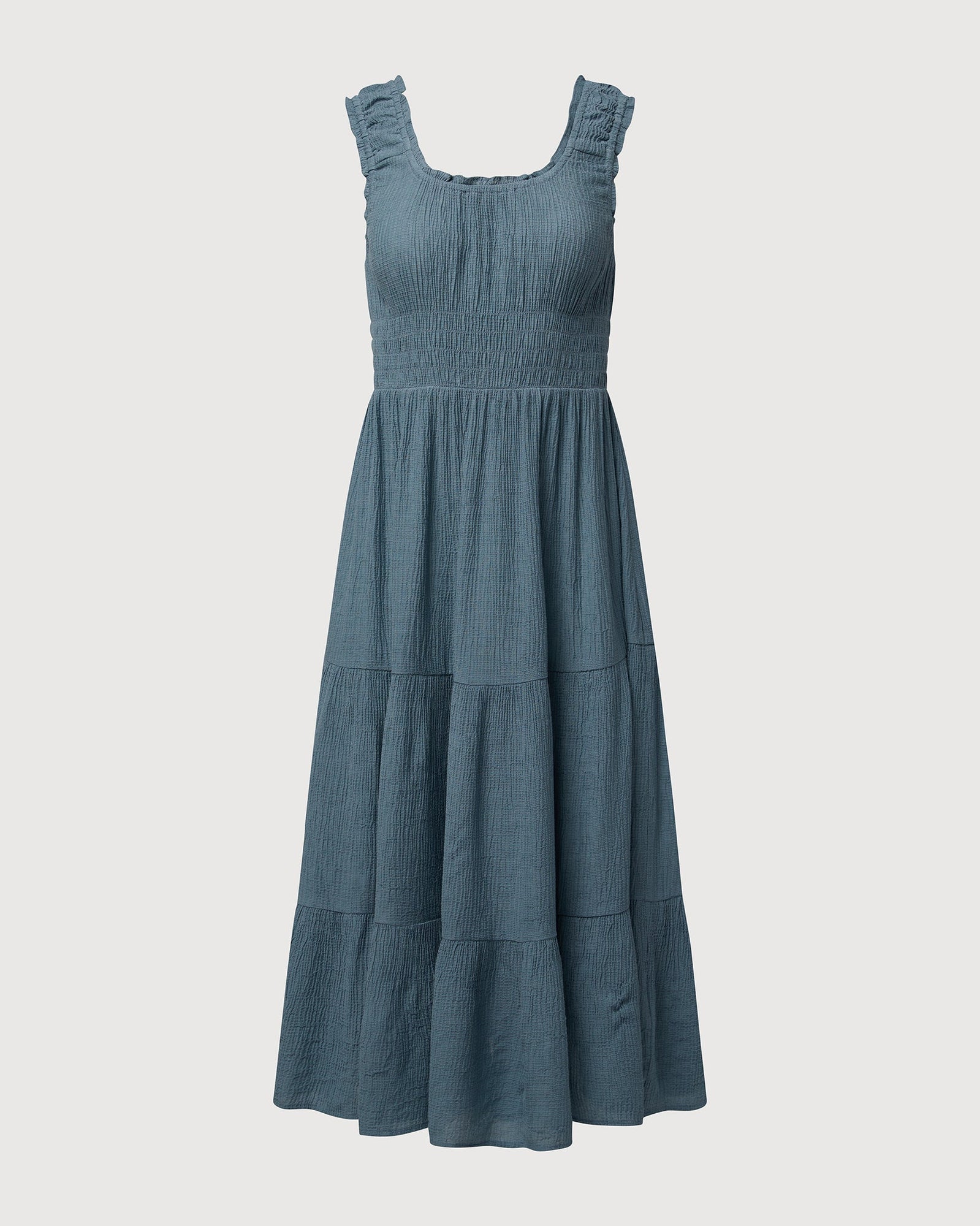 Scooped Ruffle Midi Dress | Chambray