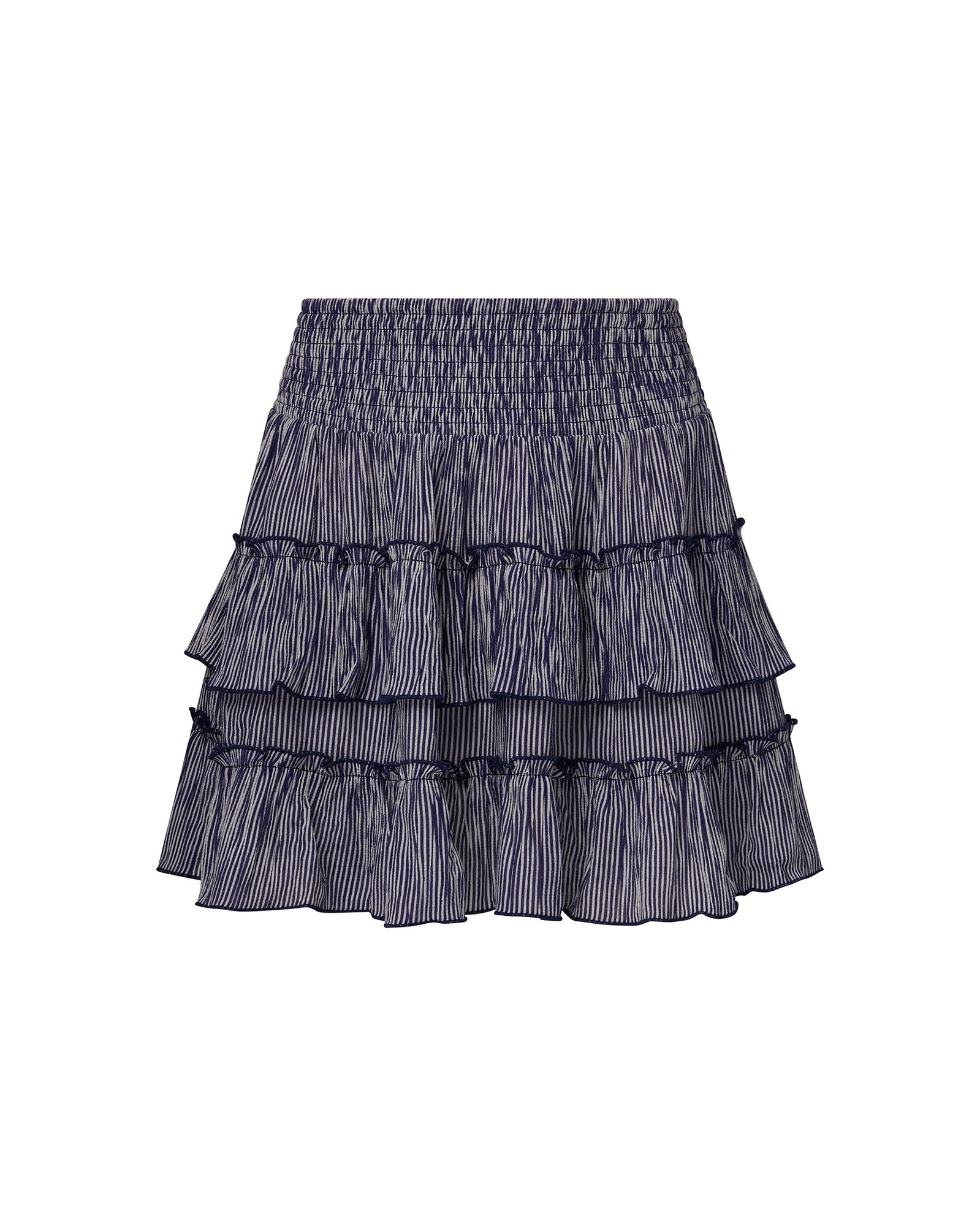 Smocked Ruffle Mini Skirt | Micro Stripe