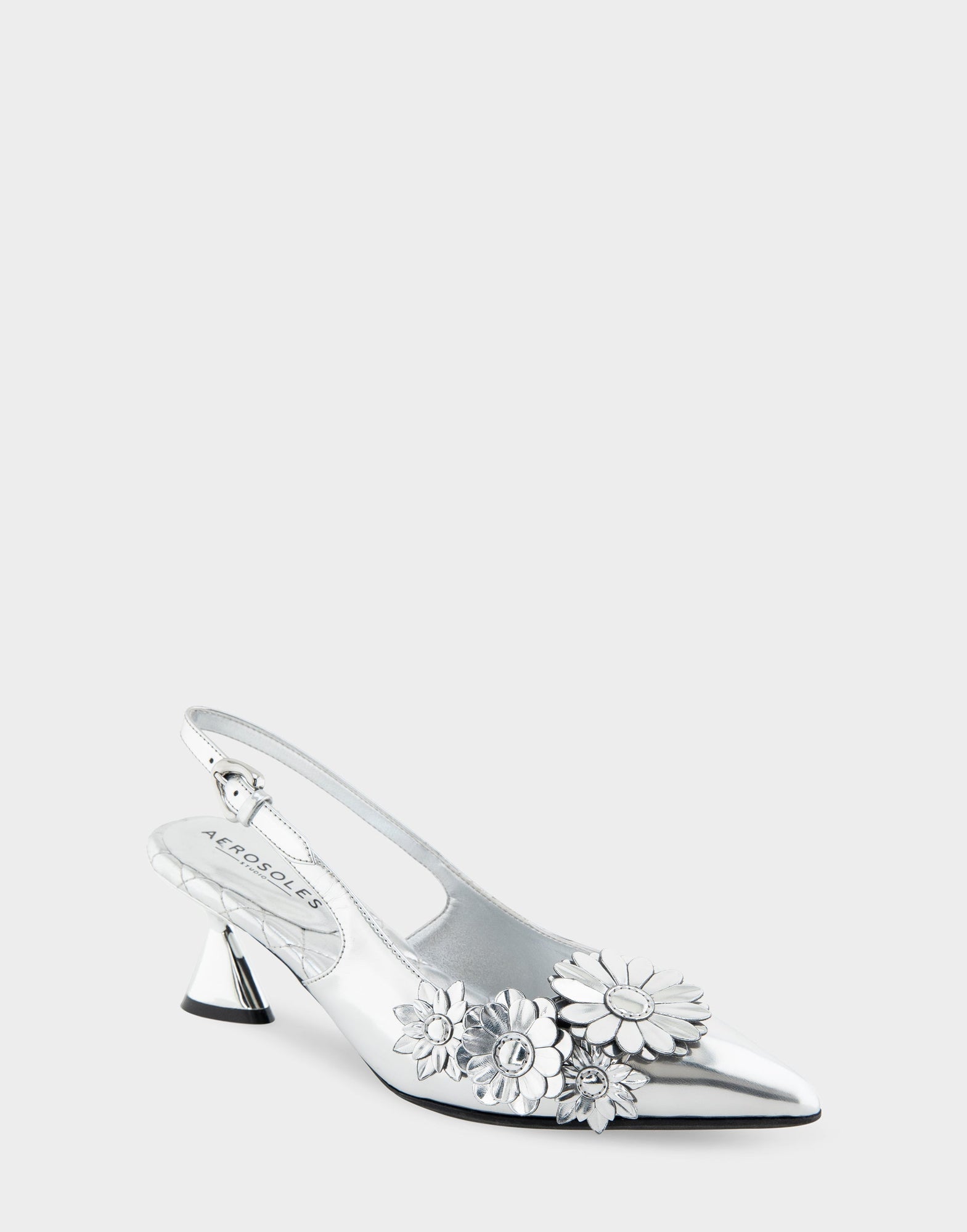 Jaya Pumps | Silver Mirror Metallic Faux Leather