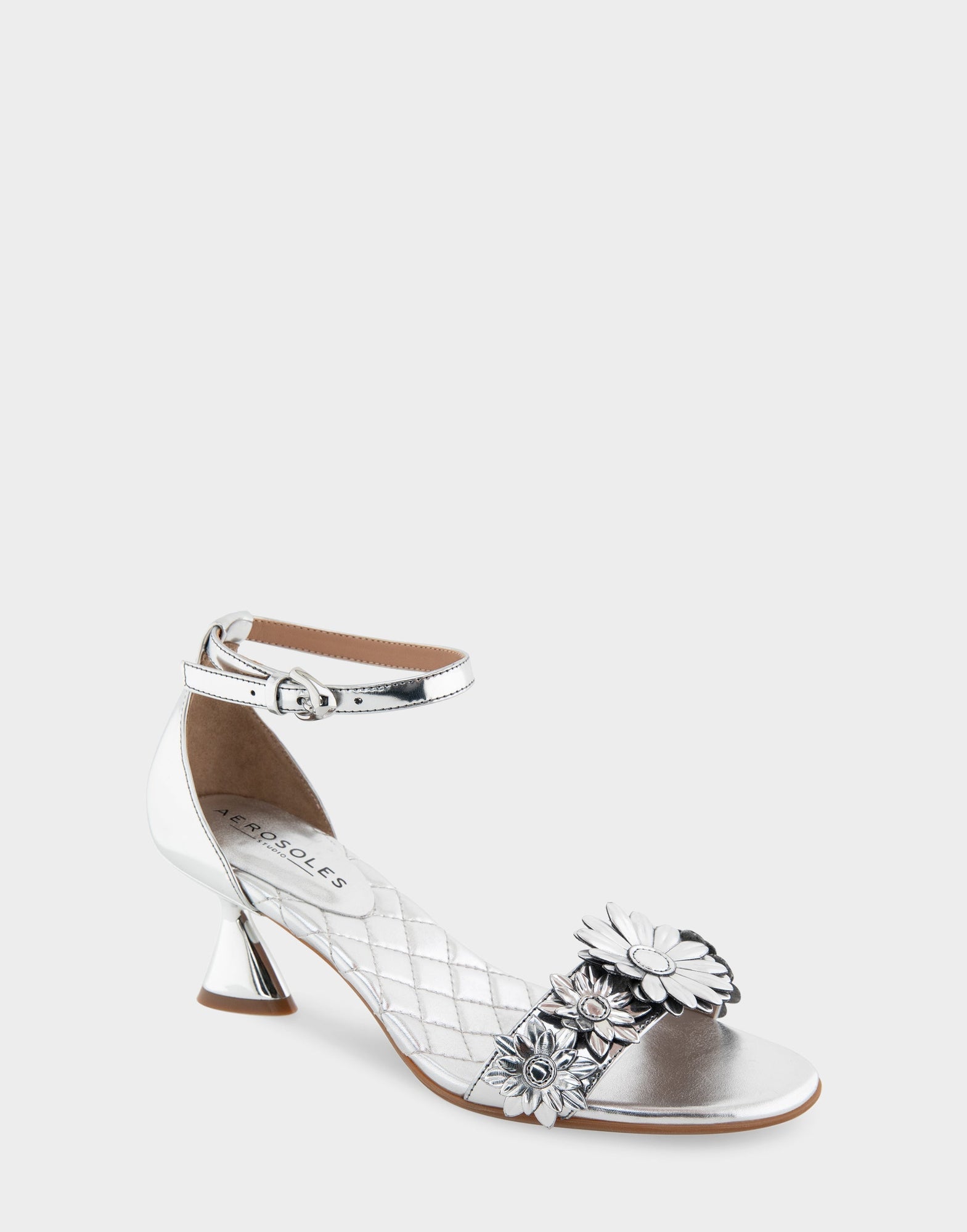 Jazzier Sandal | Silver Mirror Floral Faux Leather