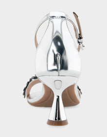 Jazzier Sandal | Silver Mirror Floral Faux Leather
