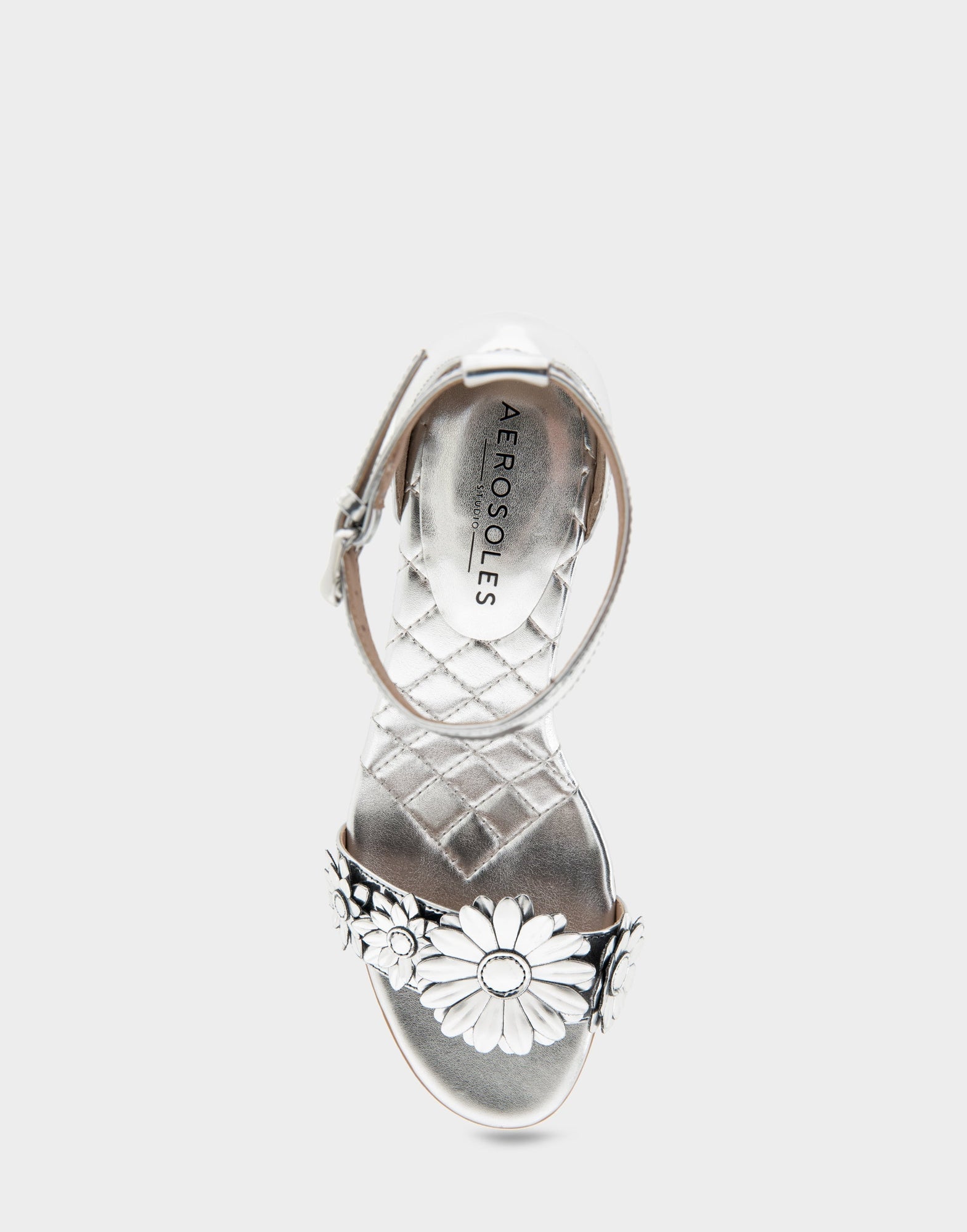 Jazzier Sandal | Silver Mirror Floral Faux Leather