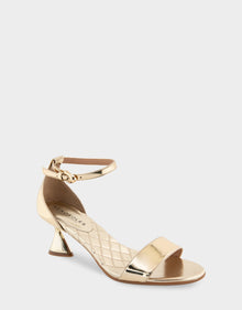 Jazzy Sandal | Gold Mirror Metallic Faux Leather