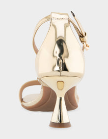Jazzy Sandal | Gold Mirror Metallic Faux Leather