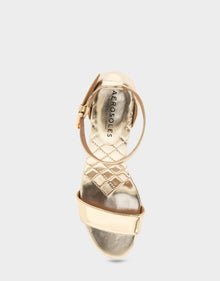 Jazzy Sandal | Gold Mirror Metallic Faux Leather