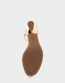 Jazzy Sandal | Gold Mirror Metallic Faux Leather