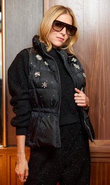 Jenia Crystal Puffer Vest | Black/Clear