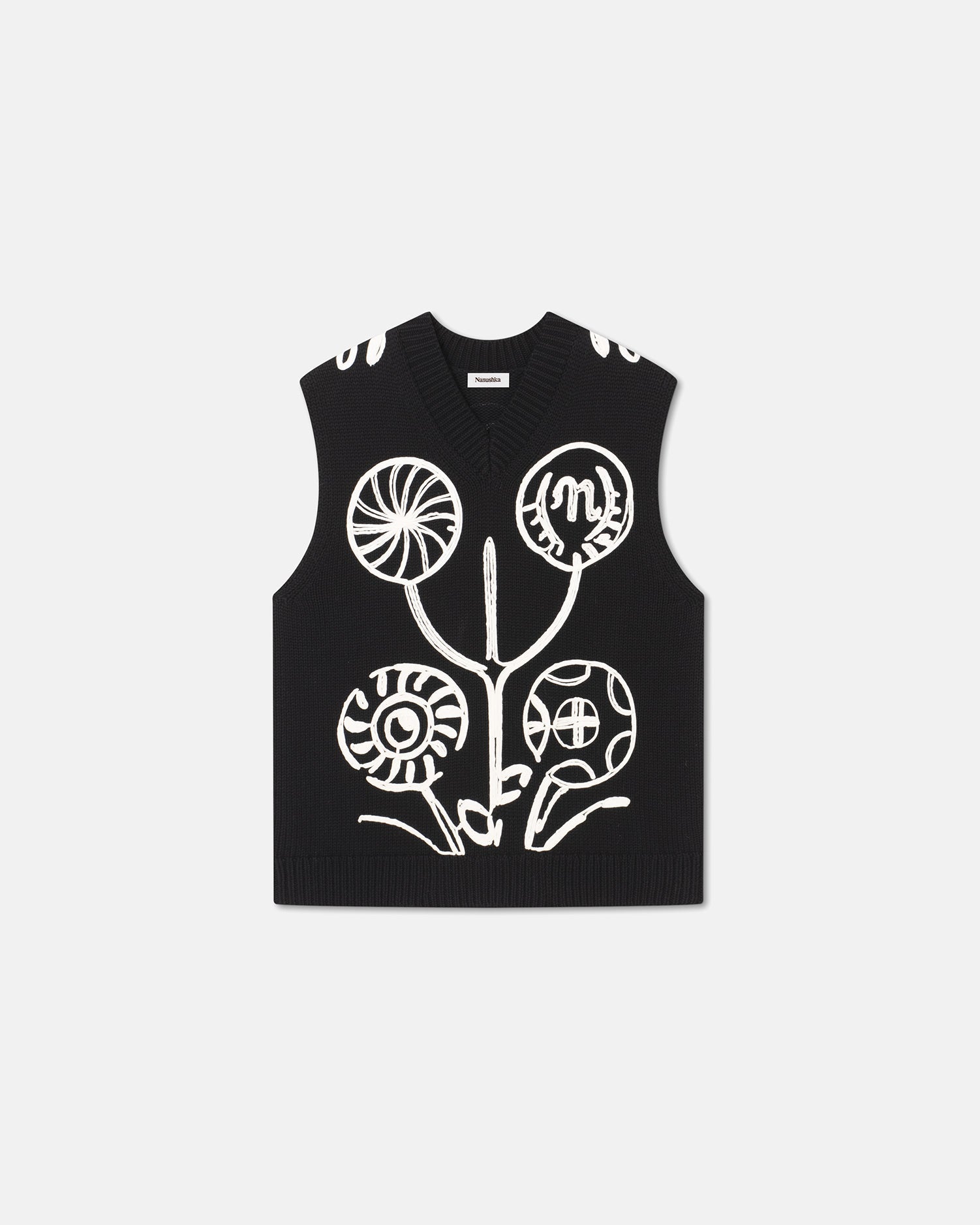 Josias Embroidered Cotton Vest | Black