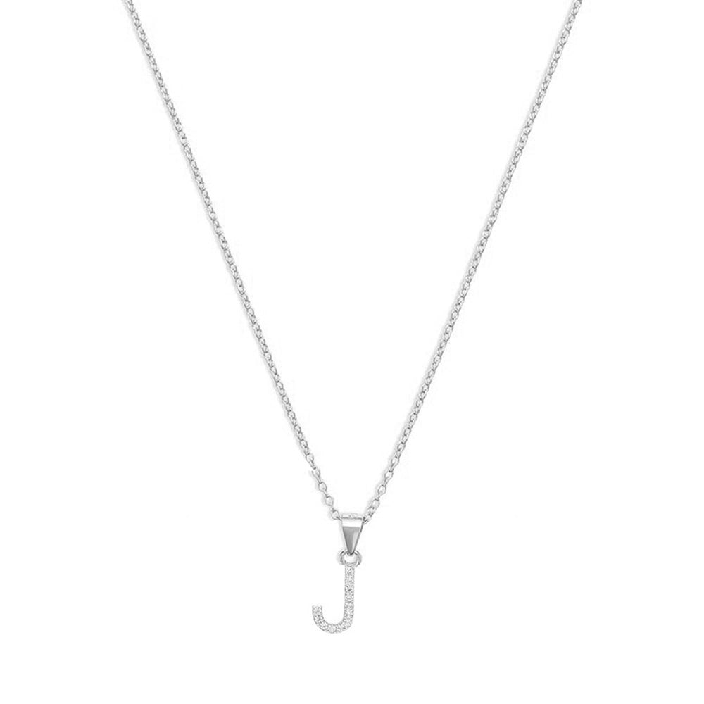 The Pave Single Block Initial Necklace | 18KT Gold Vermeil & Sterling Silver