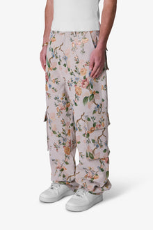 Jacquard Rose Cargo Pants | Gold