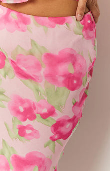 Jacqulin Floral Print Maxi Skirt | Pink