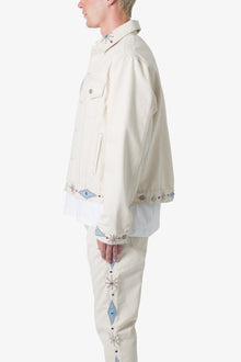 Jewel Studded Trucker Jacket | White