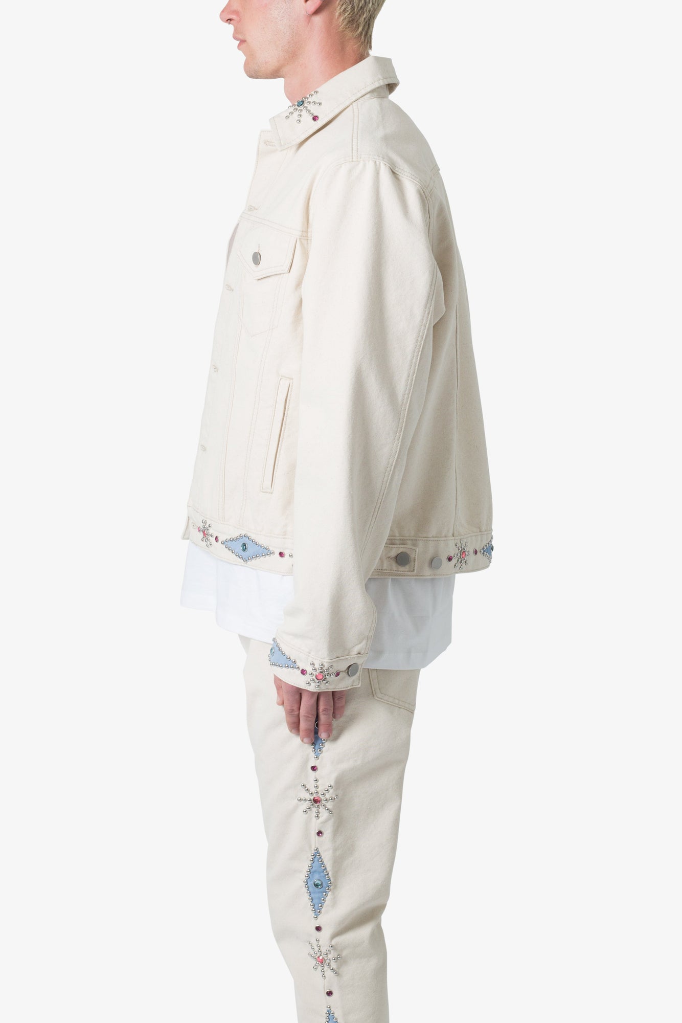 Jewel Studded Trucker Jacket | White
