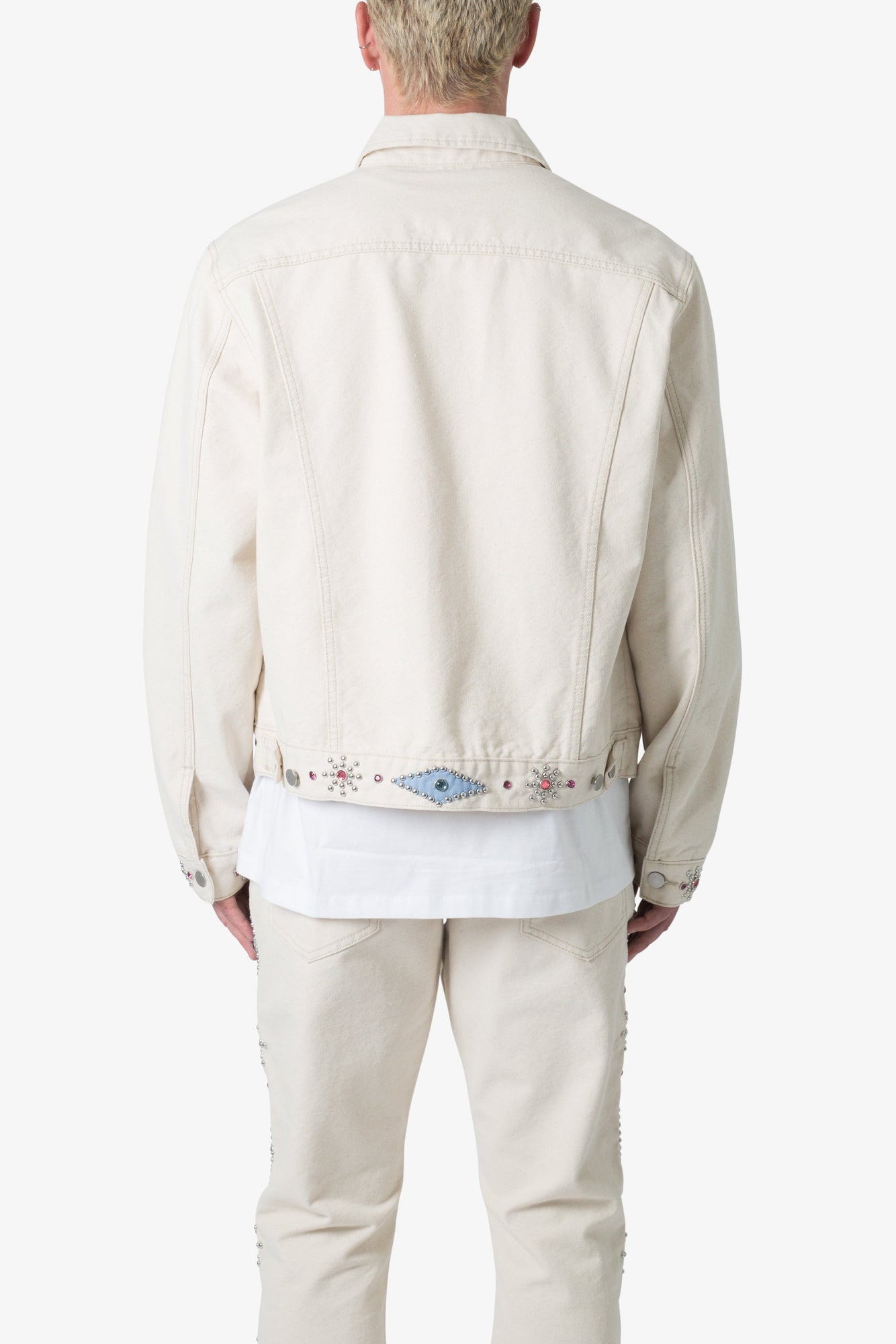Jewel Studded Trucker Jacket | White