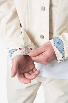 Jewel Studded Trucker Jacket | White