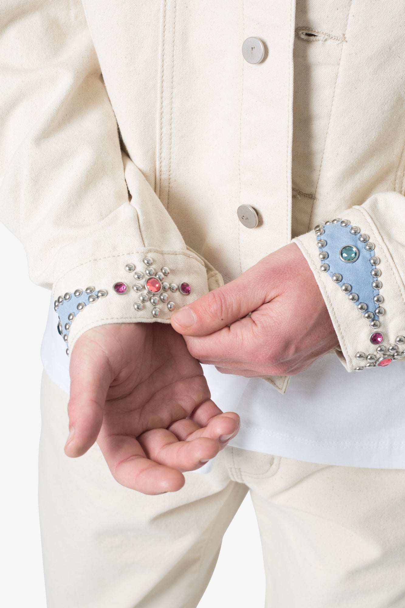 Jewel Studded Trucker Jacket | White