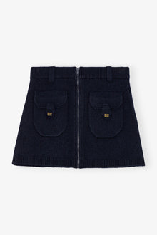 Boiled Wool Mini Skirt | Sky Captain