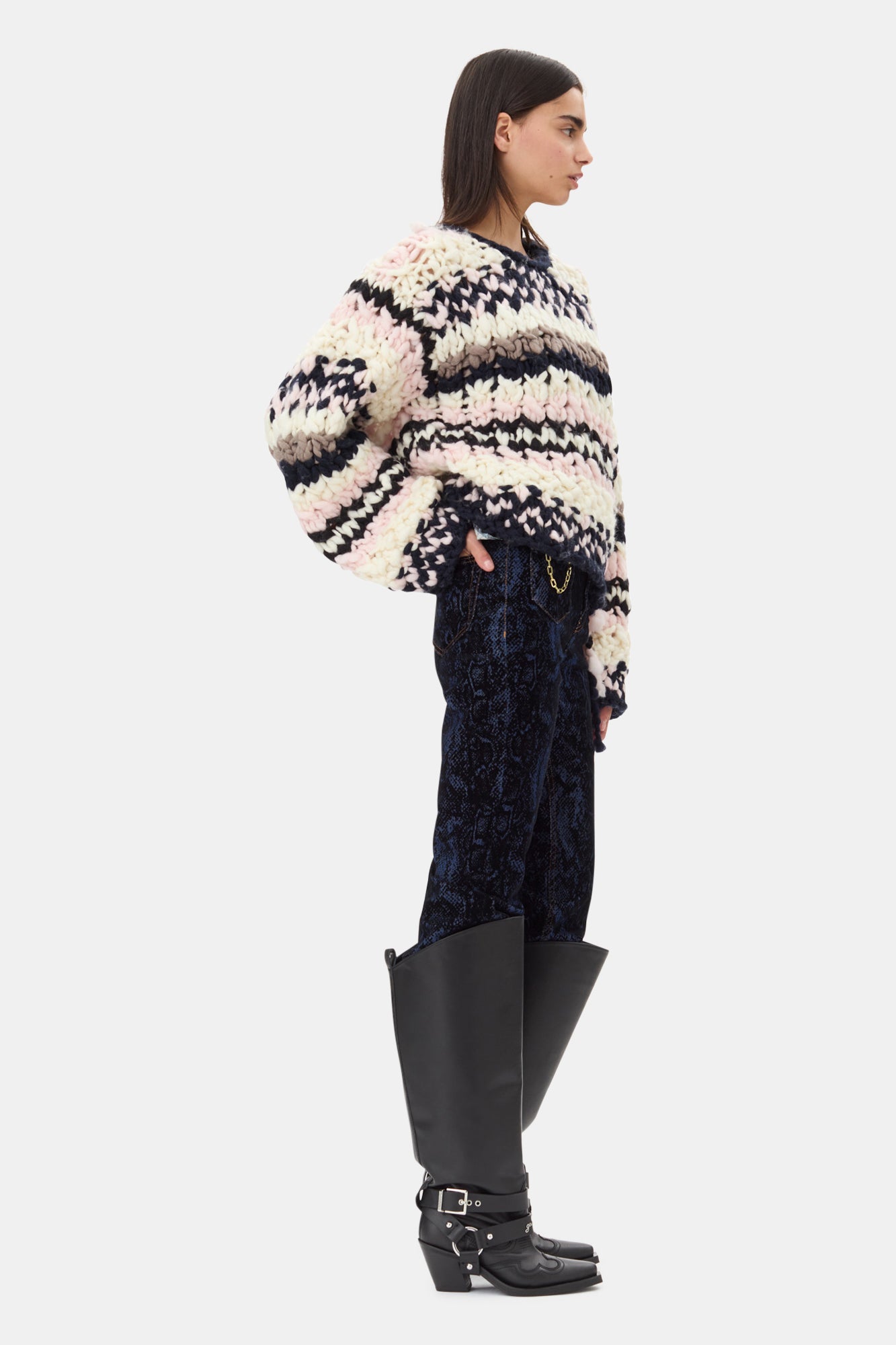 Wool Roving Handknit Crewneck | Multicolour