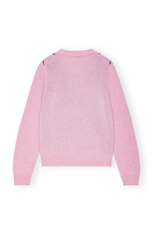 Graphic Wool Mix Bow Crewneck | Mauve Chalk
