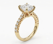Womens | Side Stone Solitaire Engagement Ring | 14K Yellow Gold | 4.50 CTW Emerald Cut Lab Grown Diamond | G-VS