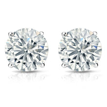 Womens | Stud Earrings | 14K White Gold | 3 CTW Round Cut Lab Grown Diamond | F-VS