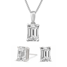 Womens | Jewelry Set | 14K White Gold | 1 CTW Emerald Cut Lab Grown Diamond | G-VS-SI1