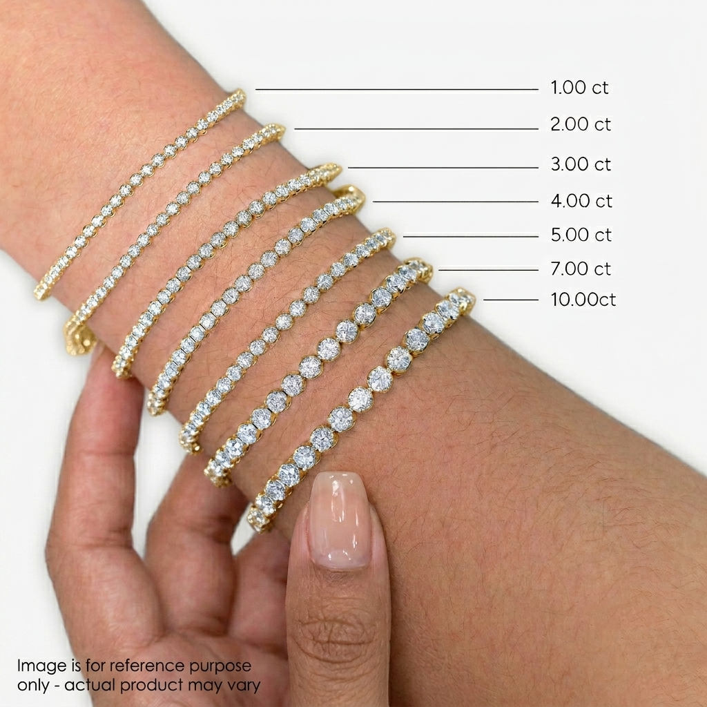 Womens | Tennis Bracelet | 14K Yellow Gold | 9.70 CTW Round Cut Lab Grown Diamond | JK-I1-I2