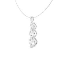 Womens | Graduating Pendant Necklace | 14K White Gold | 1.5 CTW Round Cut Lab Grown Diamond | F-VS2