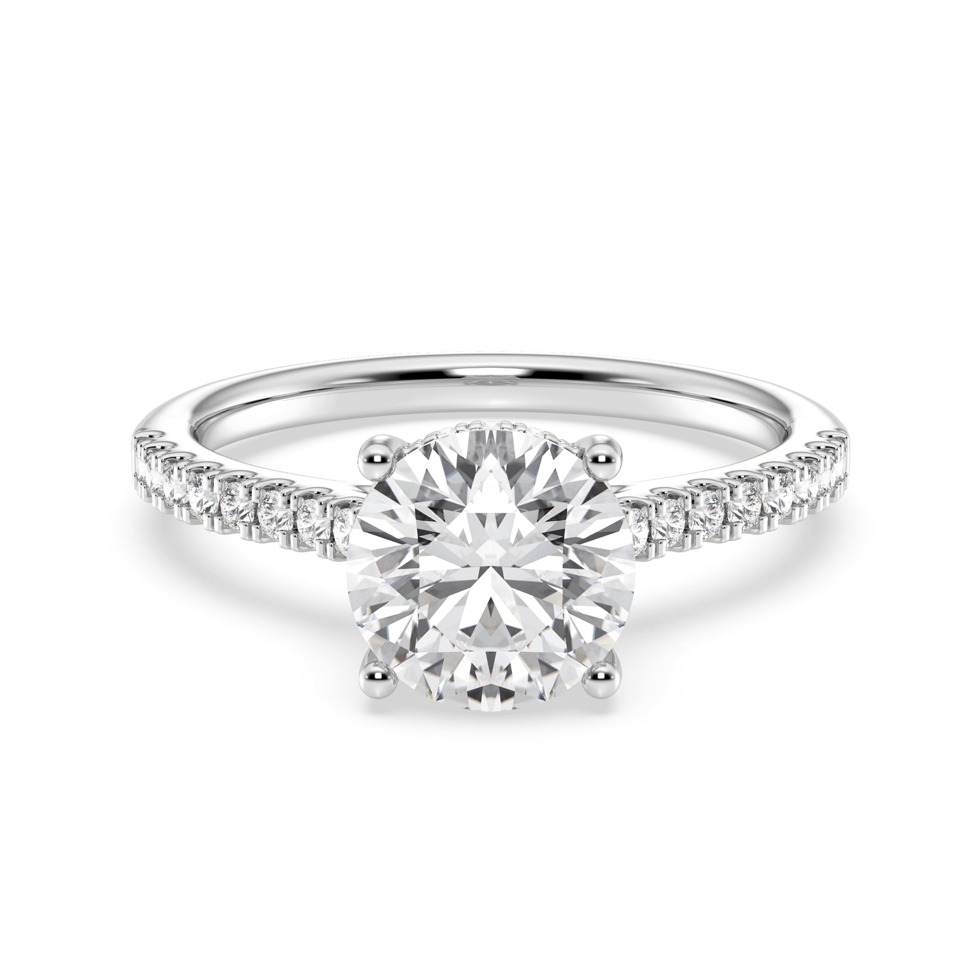 Womens | Solitaire Engagement Ring | 14K White Gold | 2.25 CTW Round Cut Lab Grown Diamond | G-VS